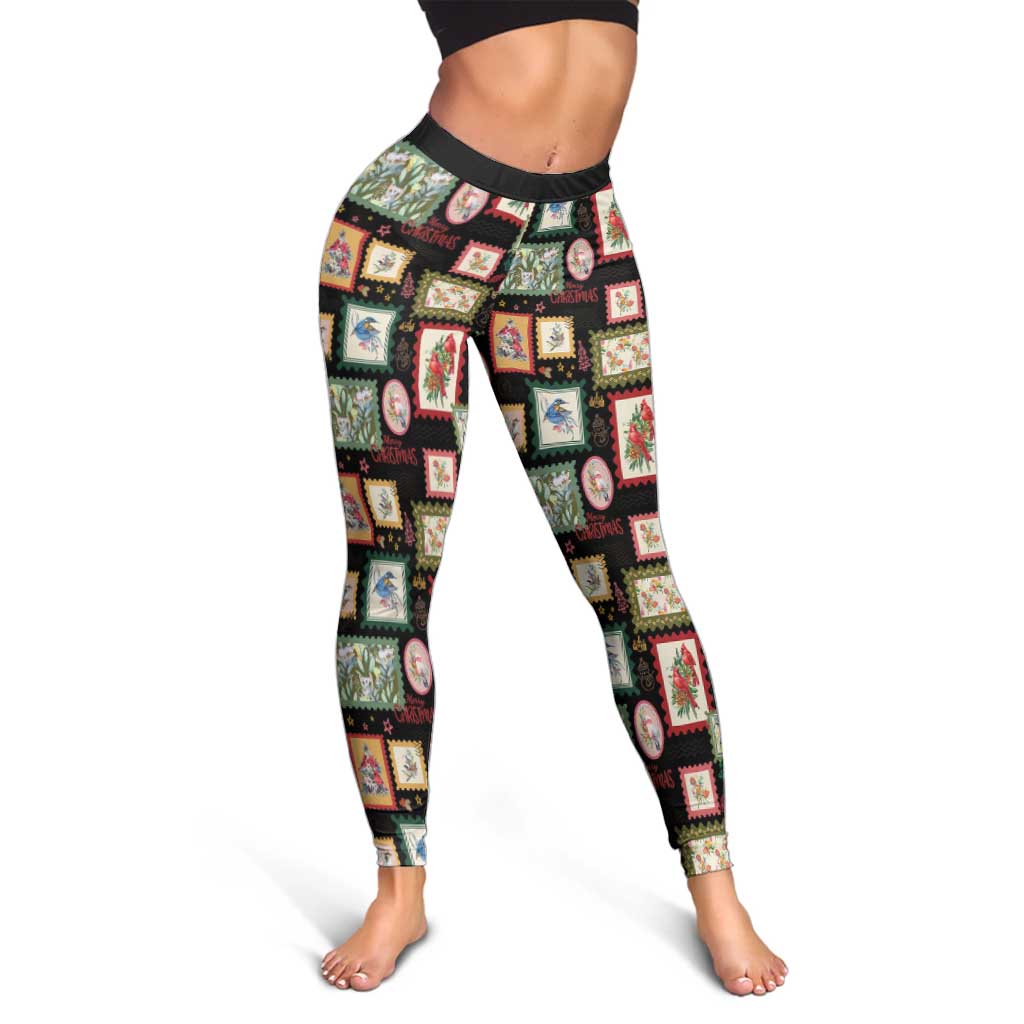 Aussie Birds Christmas La La Land Leggings Black Vintage Stamp Edition - Aussie Hoodie