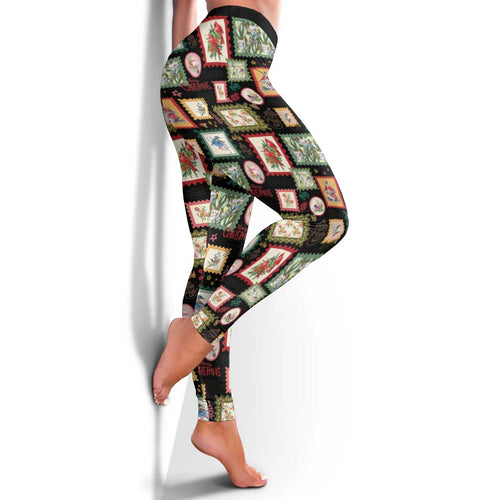 Aussie Birds Christmas La La Land Leggings Black Vintage Stamp Edition - Aussie Hoodie