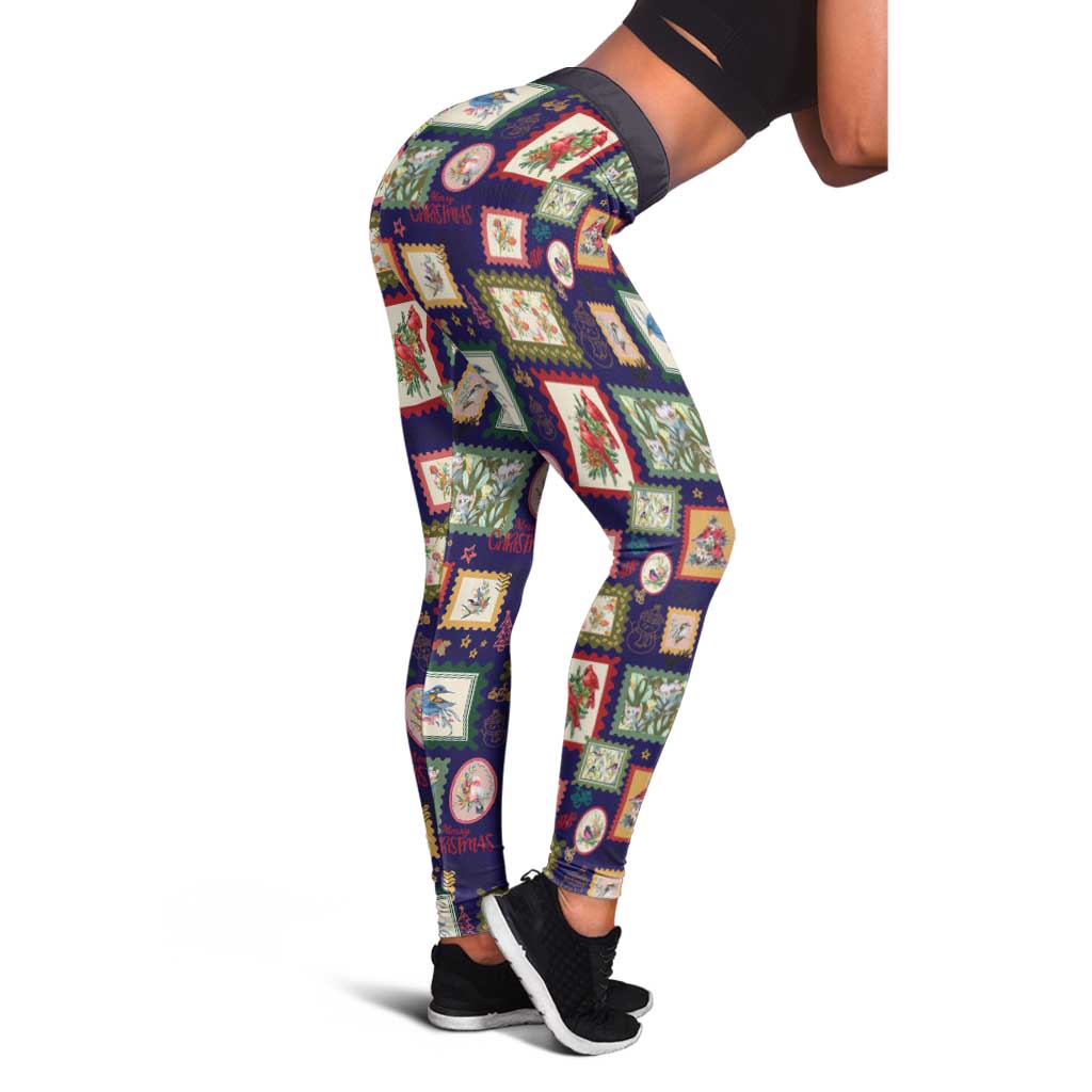 Aussie Birds Christmas La La Land Leggings Navy Blue Vintage Stamp Edition - Aussie Hoodie