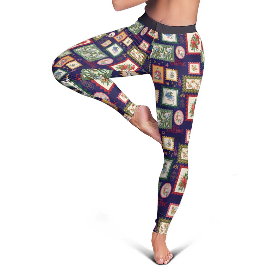 Aussie Birds Christmas La La Land Leggings Navy Blue Vintage Stamp Edition - Aussie Hoodie