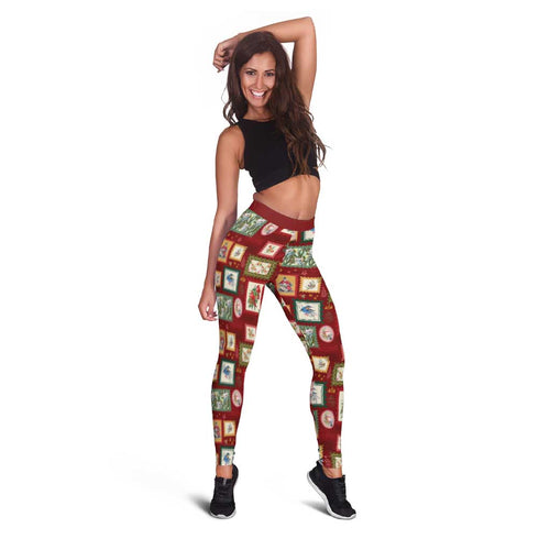 Aussie Birds Christmas La La Land Leggings Red Vintage Stamp Edition - Aussie Hoodie