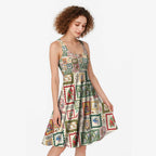 Aussie Birds Christmas La La Land Midi Dress Beige Vintage Stamp Edition - Aussie Hoodie