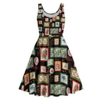 Aussie Birds Christmas La La Land Midi Dress Black Vintage Stamp Edition - Aussie Hoodie