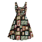 Aussie Birds Christmas La La Land Midi Dress Black Vintage Stamp Edition - Aussie Hoodie