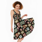 Aussie Birds Christmas La La Land Midi Dress Black Vintage Stamp Edition - Aussie Hoodie