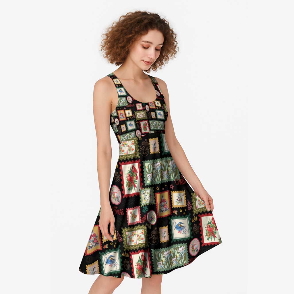 Aussie Birds Christmas La La Land Midi Dress Black Vintage Stamp Edition - Aussie Hoodie