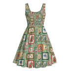 Aussie Birds Christmas La La Land Midi Dress Green Vintage Stamp Edition - Aussie Hoodie