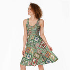 Aussie Birds Christmas La La Land Midi Dress Green Vintage Stamp Edition - Aussie Hoodie