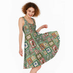 Aussie Birds Christmas La La Land Midi Dress Green Vintage Stamp Edition - Aussie Hoodie