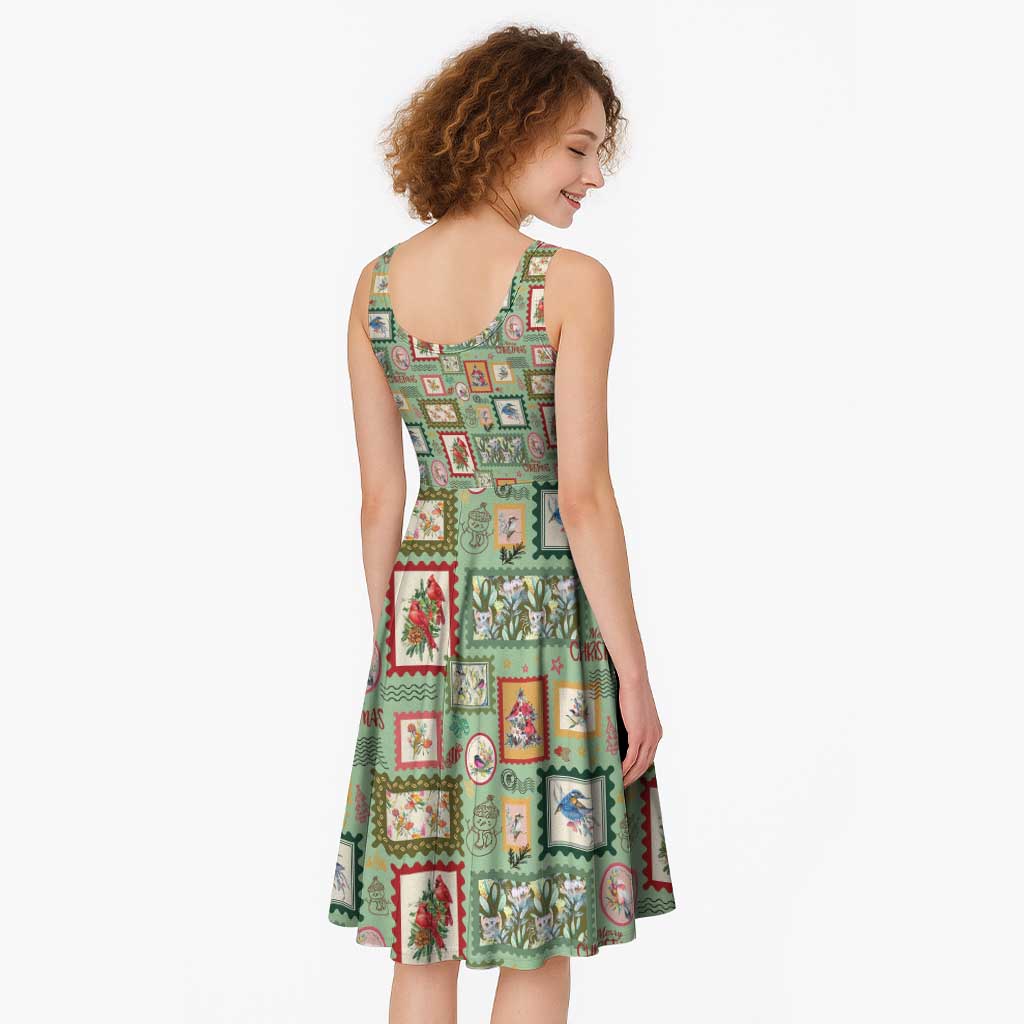 Aussie Birds Christmas La La Land Midi Dress Green Vintage Stamp Edition - Aussie Hoodie
