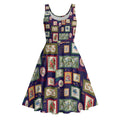 Aussie Birds Christmas La La Land Midi Dress Navy Blue Vintage Stamp Edition - Aussie Hoodie