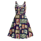 Aussie Birds Christmas La La Land Midi Dress Navy Blue Vintage Stamp Edition - Aussie Hoodie