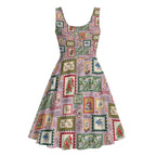 Aussie Birds Christmas La La Land Midi Dress Pink Vintage Stamp Edition - Aussie Hoodie