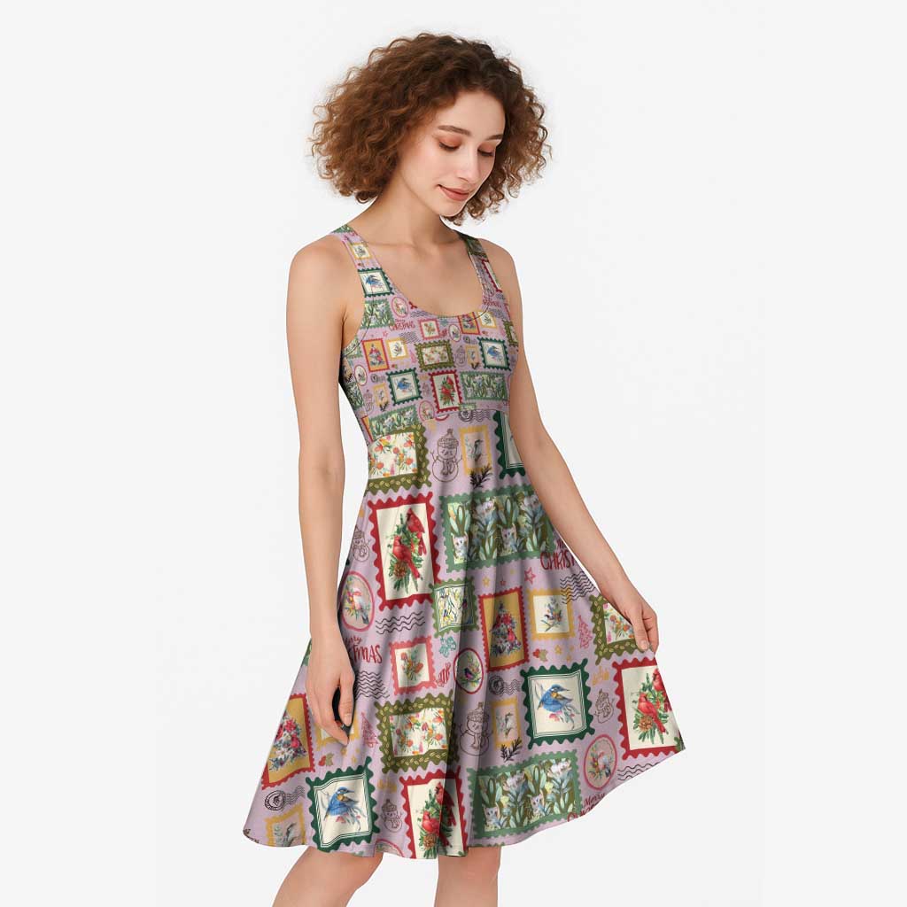 Aussie Birds Christmas La La Land Midi Dress Pink Vintage Stamp Edition - Aussie Hoodie