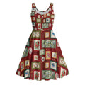 Aussie Birds Christmas La La Land Midi Dress Red Vintage Stamp Edition - Aussie Hoodie