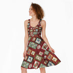 Aussie Birds Christmas La La Land Midi Dress Red Vintage Stamp Edition - Aussie Hoodie