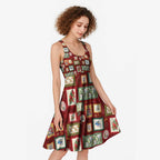 Aussie Birds Christmas La La Land Midi Dress Red Vintage Stamp Edition - Aussie Hoodie