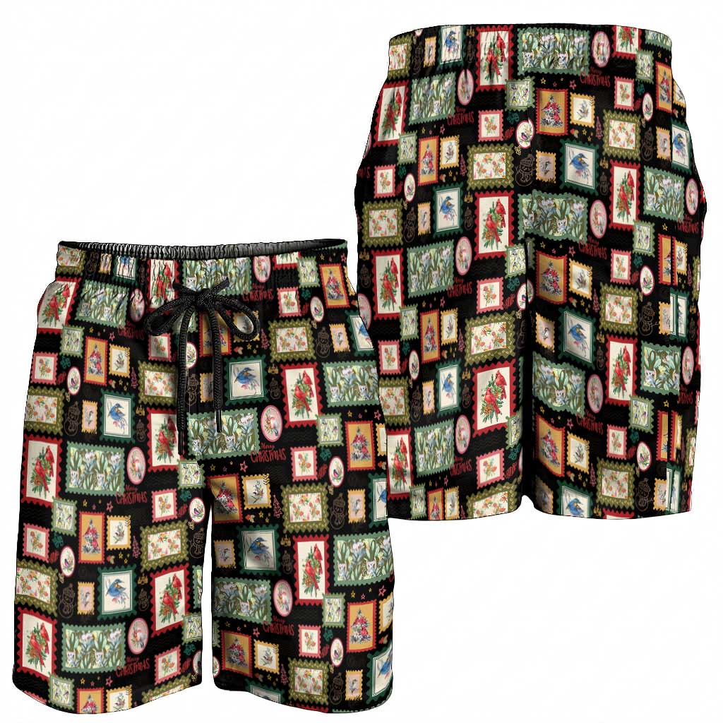 Aussie Birds Christmas La La Land Shorts for Men Black Vintage Stamp Edition - Aussie Hoodie