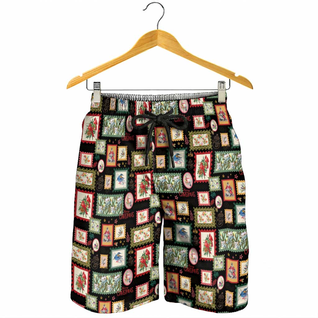 Aussie Birds Christmas La La Land Shorts for Men Black Vintage Stamp Edition - Aussie Hoodie