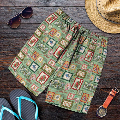 Aussie Birds Christmas La La Land Shorts for Men Green Vintage Stamp Edition - Aussie Hoodie
