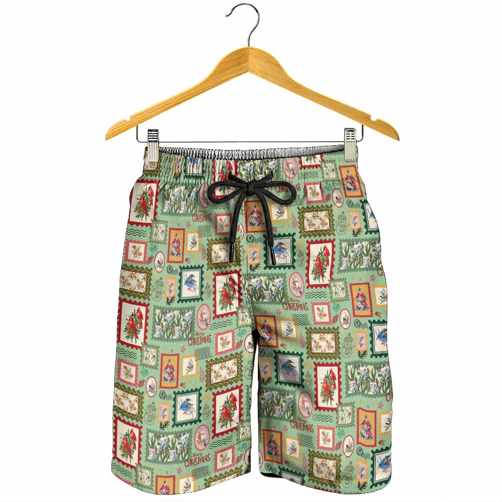 Aussie Birds Christmas La La Land Shorts for Men Green Vintage Stamp Edition - Aussie Hoodie