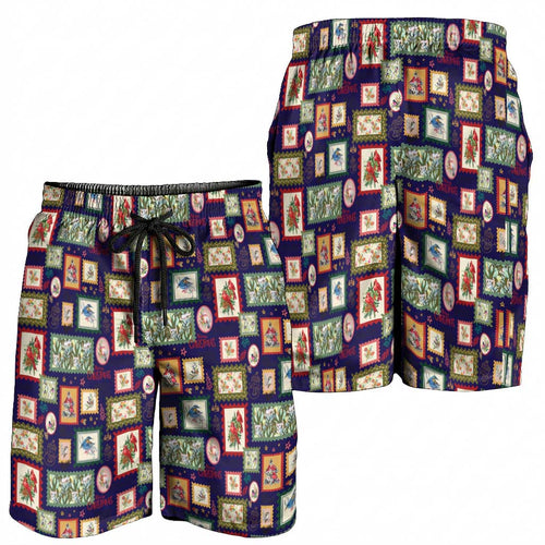 Aussie Birds Christmas La La Land Shorts for Men Navy Blue Vintage Stamp Edition - Aussie Hoodie
