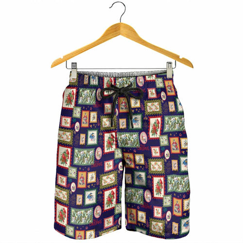 Aussie Birds Christmas La La Land Shorts for Men Navy Blue Vintage Stamp Edition - Aussie Hoodie