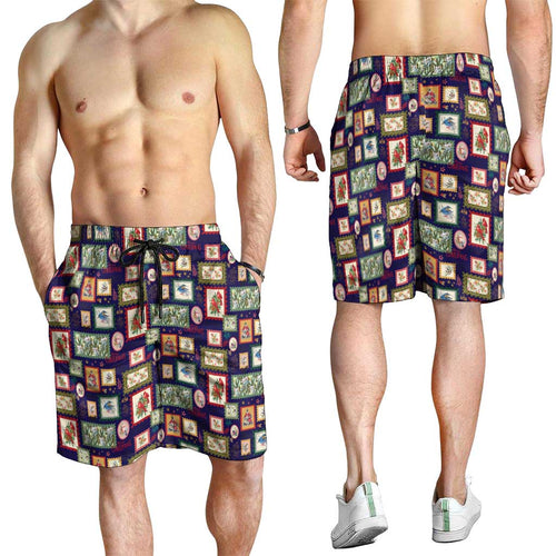 Aussie Birds Christmas La La Land Shorts for Men Navy Blue Vintage Stamp Edition - Aussie Hoodie