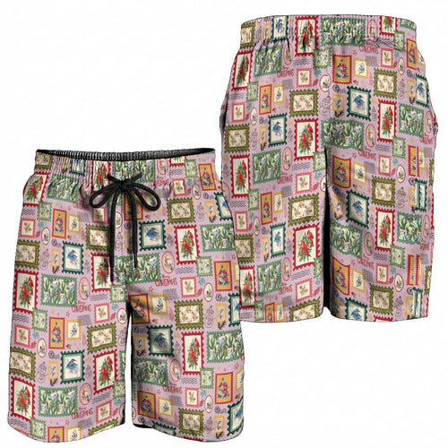 Aussie Birds Christmas La La Land Shorts for Men Pink Vintage Stamp Edition - Aussie Hoodie