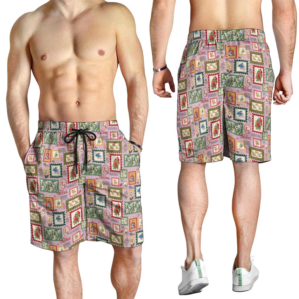 Aussie Birds Christmas La La Land Shorts for Men Pink Vintage Stamp Edition - Aussie Hoodie