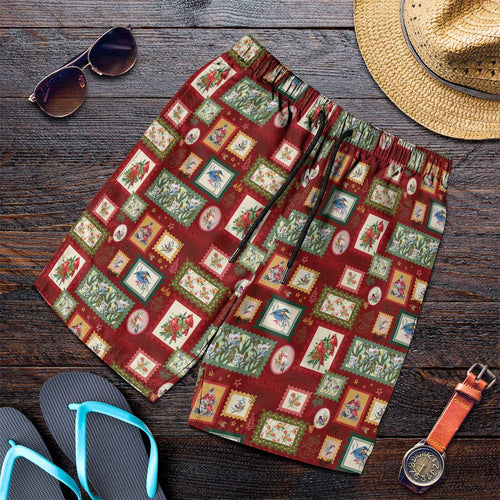 Aussie Birds Christmas La La Land Shorts for Men Red Vintage Stamp Edition - Aussie Hoodie