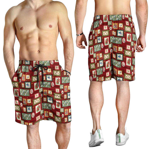 Aussie Birds Christmas La La Land Shorts for Men Red Vintage Stamp Edition - Aussie Hoodie