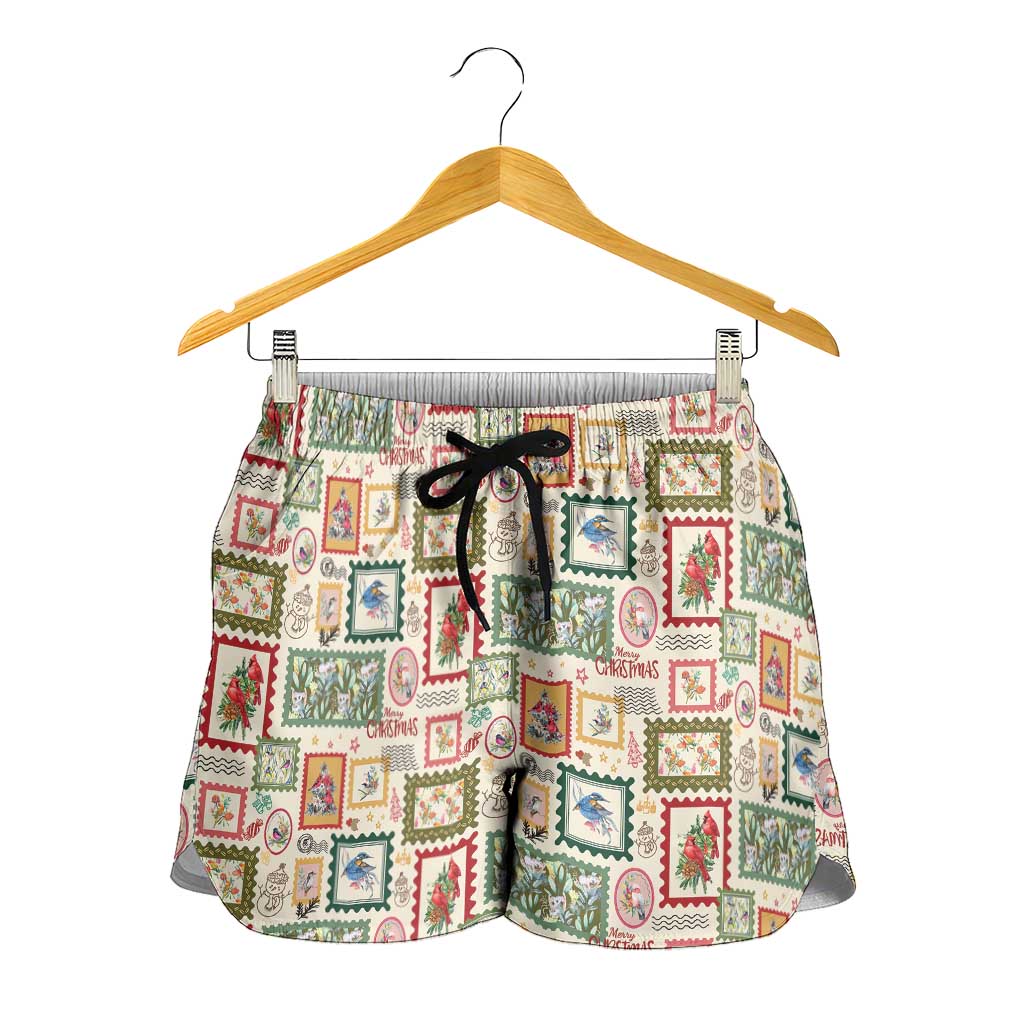 Aussie Birds Christmas La La Land Shorts for Women Beige Vintage Stamp Edition - Aussie Hoodie