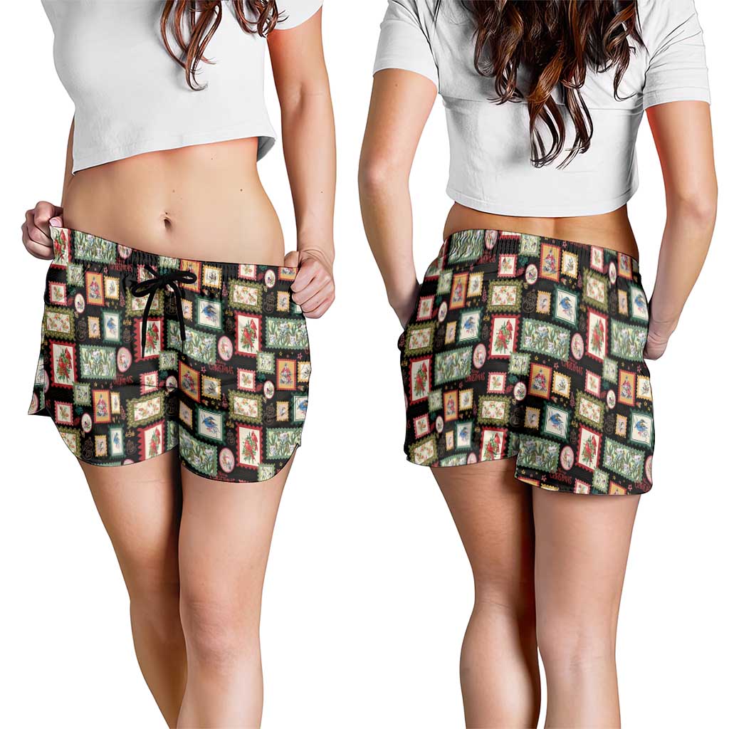 Aussie Birds Christmas La La Land Shorts for Women Black Vintage Stamp Edition - Aussie Hoodie