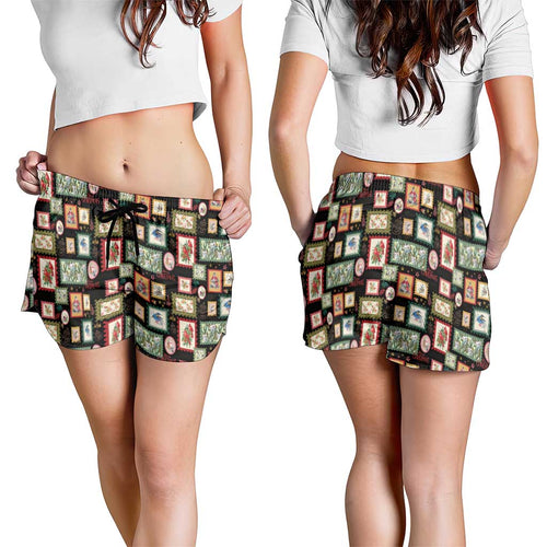 Aussie Birds Christmas La La Land Shorts for Women Black Vintage Stamp Edition - Aussie Hoodie