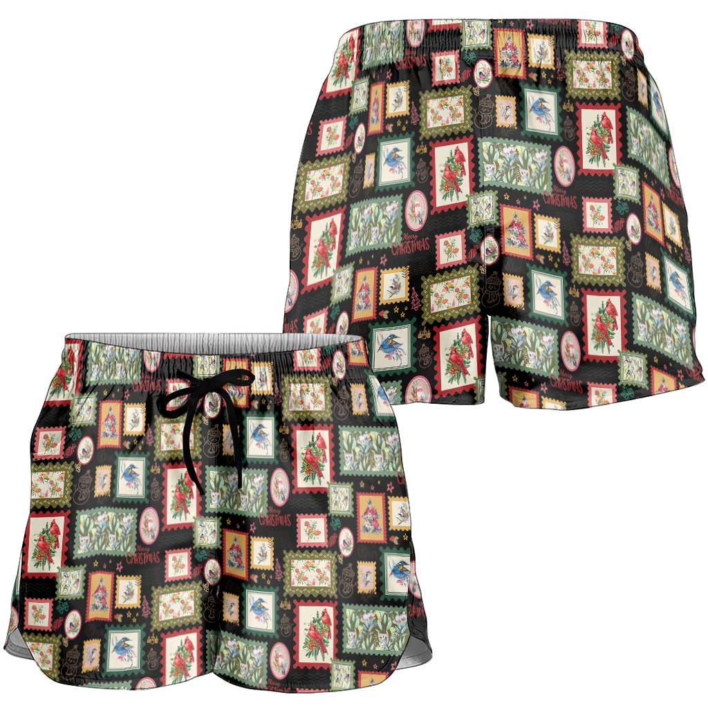 Aussie Birds Christmas La La Land Shorts for Women Black Vintage Stamp Edition - Aussie Hoodie