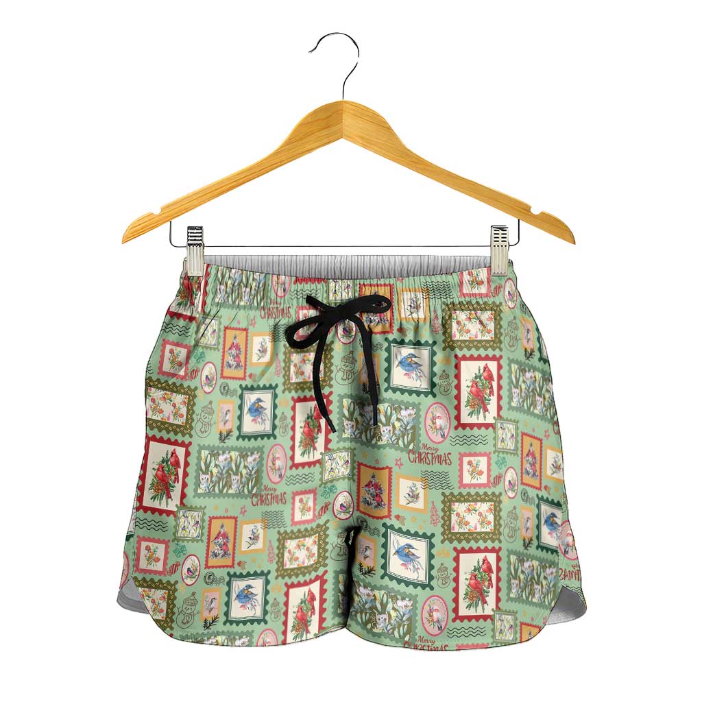 Aussie Birds Christmas La La Land Shorts for Women Green Vintage Stamp Edition - Aussie Hoodie