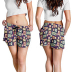 Aussie Birds Christmas La La Land Shorts for Women Navy Blue Vintage Stamp Edition - Aussie Hoodie