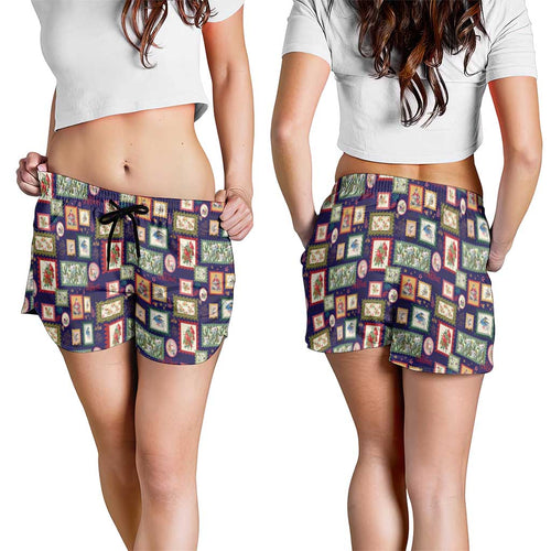 Aussie Birds Christmas La La Land Shorts for Women Navy Blue Vintage Stamp Edition - Aussie Hoodie
