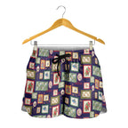 Aussie Birds Christmas La La Land Shorts for Women Navy Blue Vintage Stamp Edition - Aussie Hoodie