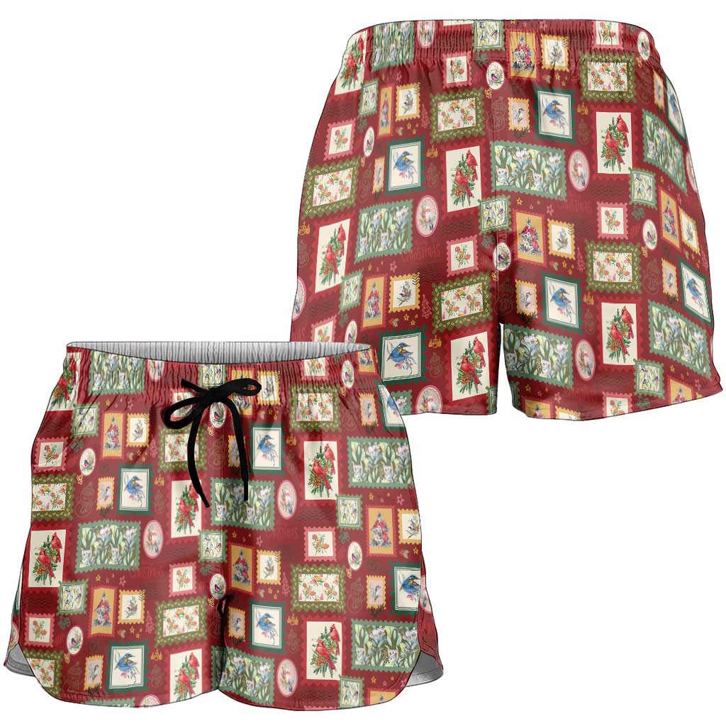 Aussie Birds Christmas La La Land Shorts for Women Red Vintage Stamp Edition - Aussie Hoodie