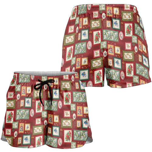 Aussie Birds Christmas La La Land Shorts for Women Red Vintage Stamp Edition - Aussie Hoodie