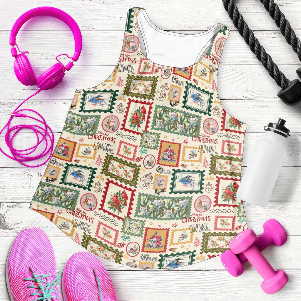 Aussie Birds Christmas La La Land Women Racerback Tank Beige Vintage Stamp Edition - Aussie Hoodie
