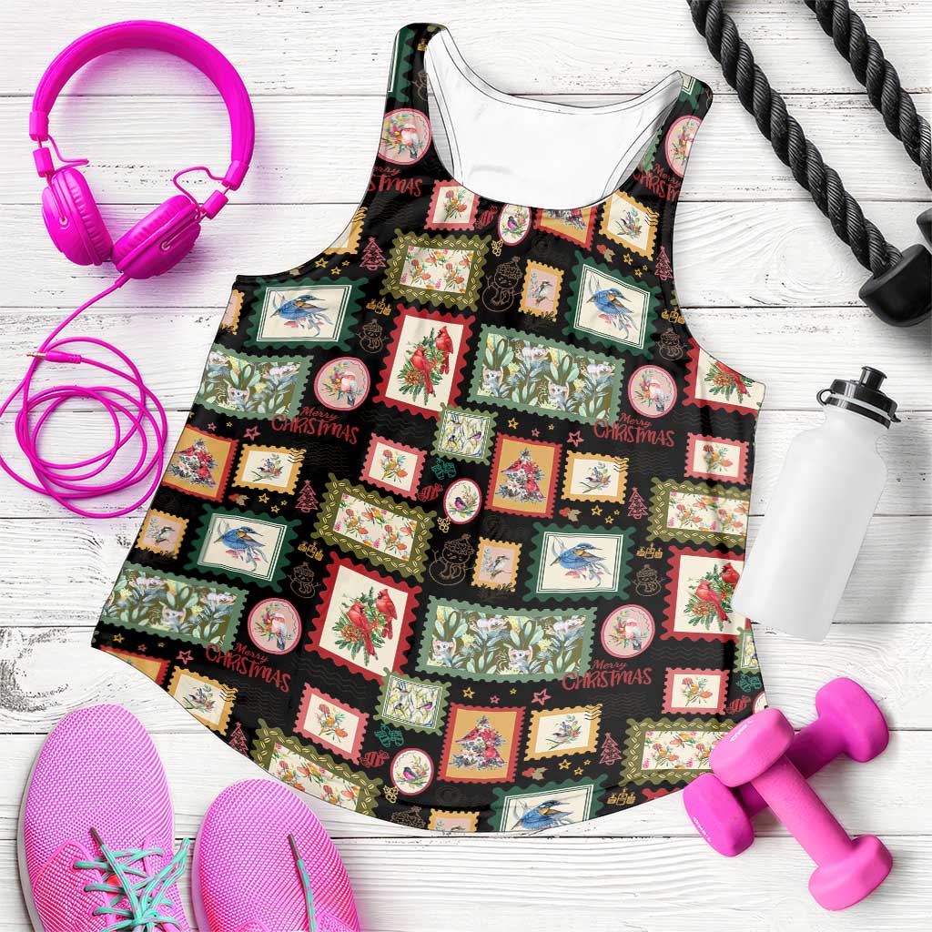 Aussie Birds Christmas La La Land Women Racerback Tank Black Vintage Stamp Edition - Aussie Hoodie