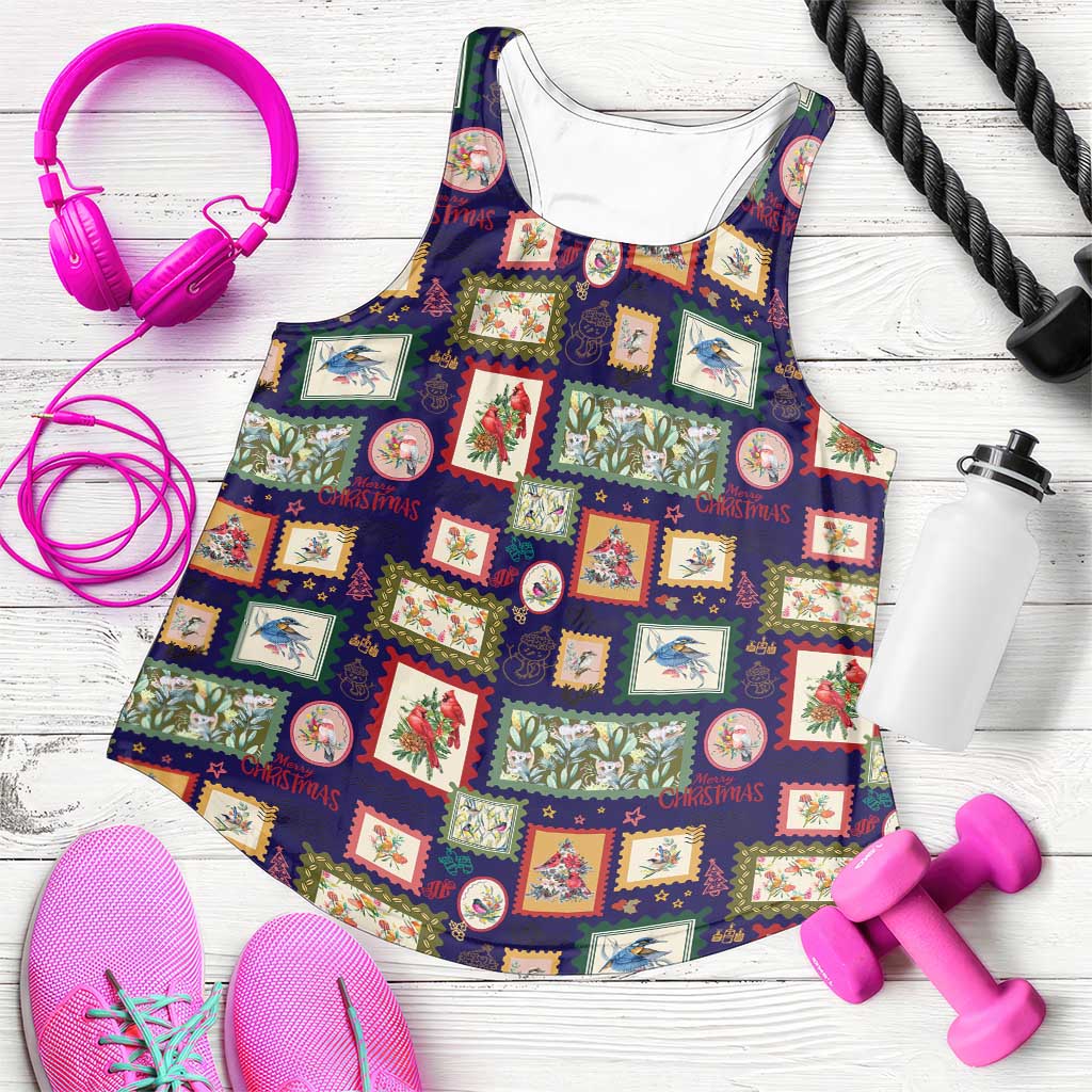 Aussie Birds Christmas La La Land Women Racerback Tank Navy Blue Vintage Stamp Edition - Aussie Hoodie