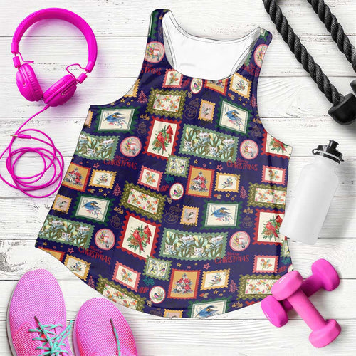 Aussie Birds Christmas La La Land Women Racerback Tank Navy Blue Vintage Stamp Edition - Aussie Hoodie