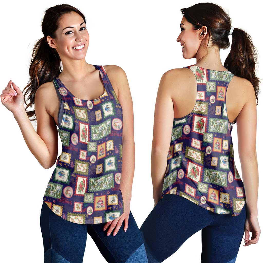 Aussie Birds Christmas La La Land Women Racerback Tank Navy Blue Vintage Stamp Edition - Aussie Hoodie
