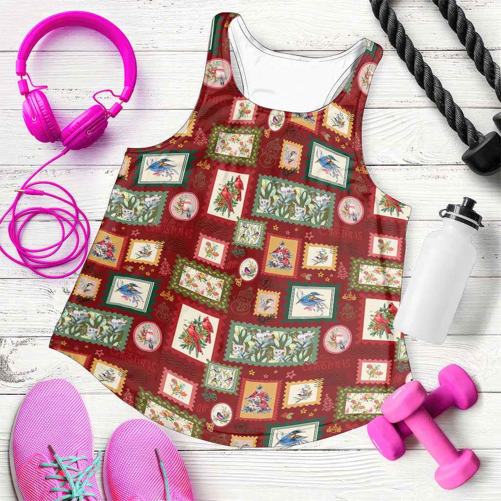 Aussie Birds Christmas La La Land Women Racerback Tank Red Vintage Stamp Edition - Aussie Hoodie