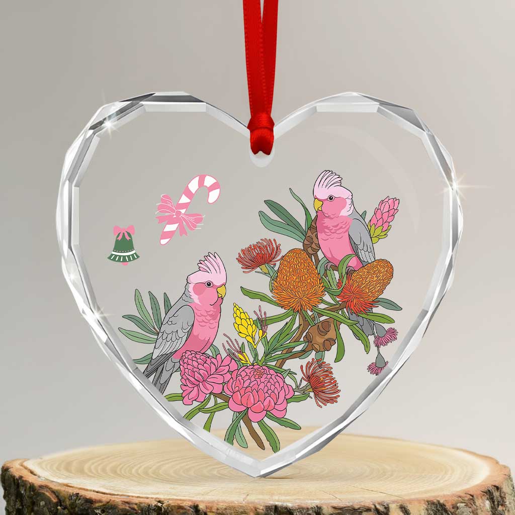 Aussie Galah Christmas Glass Ornament Festive Knitted Pattern Inspired