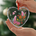 Aussie Galah Christmas Glass Ornament Festive Knitted Pattern Inspired